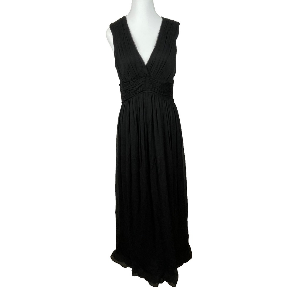 Elie Tahari Sillk Chiffon Maxi Dress Size 8 Black Sleeveless Long Gala Elegant